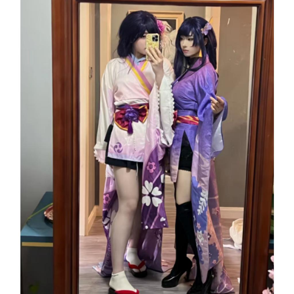 Genshin Impact Кос Костюм Бог Грома Баржен Громовой Генерал Теневой Воин Косплей Игра Анимация Кимоно Женский Тень КОС