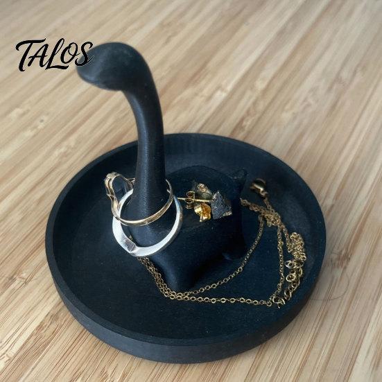 Talos 3D-печатный креативный лоток для украшений в форме пальца, минималистичный держатель для колец и ожерелий с разделенным хранением, настольный органайзер матовый черный/белый для