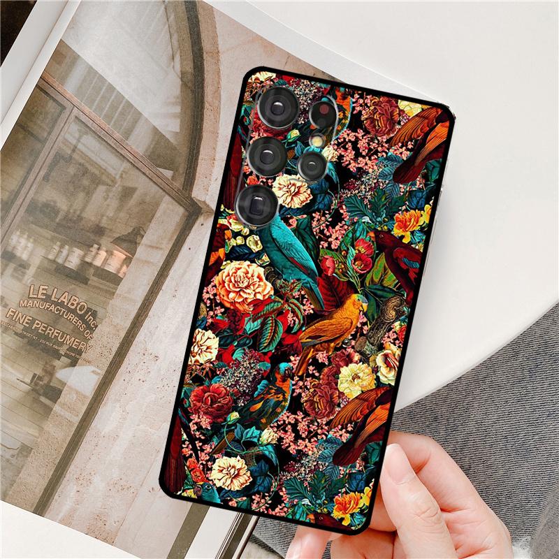 Garden Birds Vintage Tropical FLORAL Phone Case For Samsung Galaxy S25 Ultra S9 S10 S20 S22 S21 Plus S23 FE S24 Ultra Full Cover