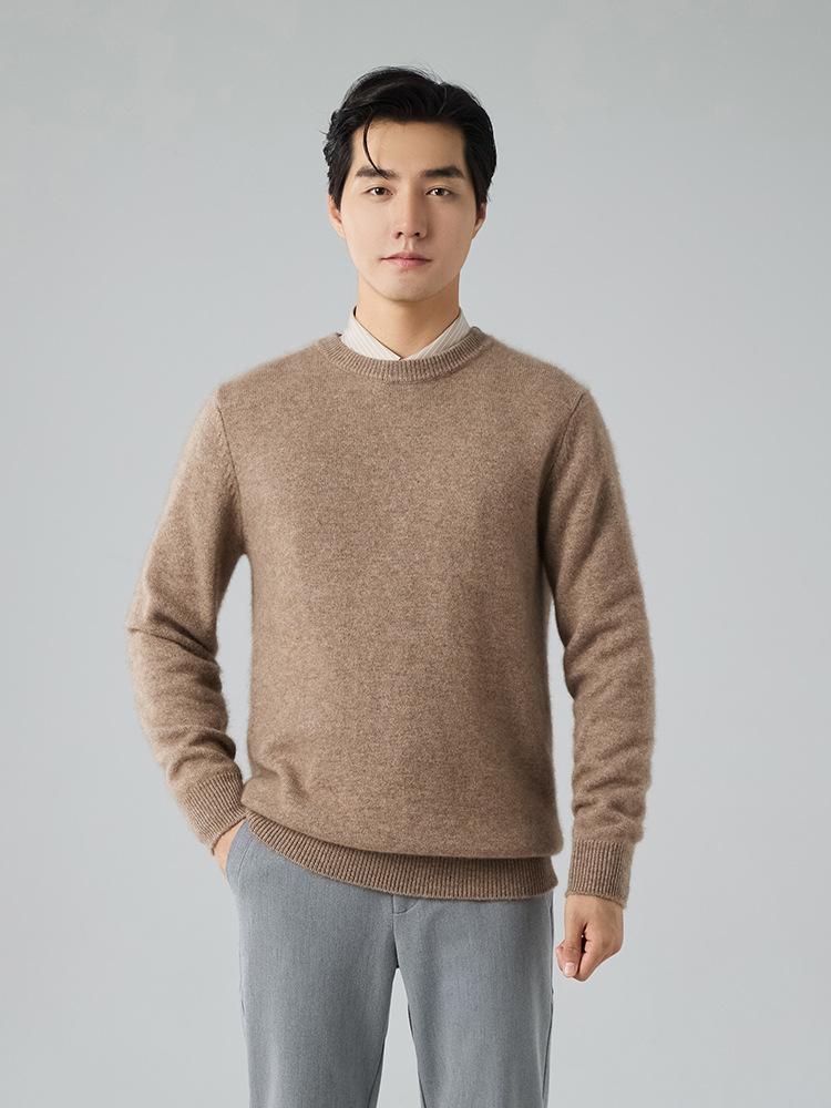 2025 crew neck cashmere sweater thickened solid color long-sleeved sweater knitted bottomed wool sweater