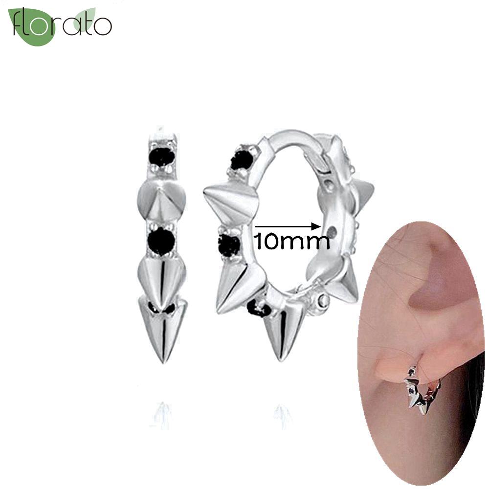 Серьги-подвески из серебра 925 пробы, модные, с черным цирконом, новые, маленькие круглые/крестообразные кольца для женщин, пирсинг, ювелирные изделия