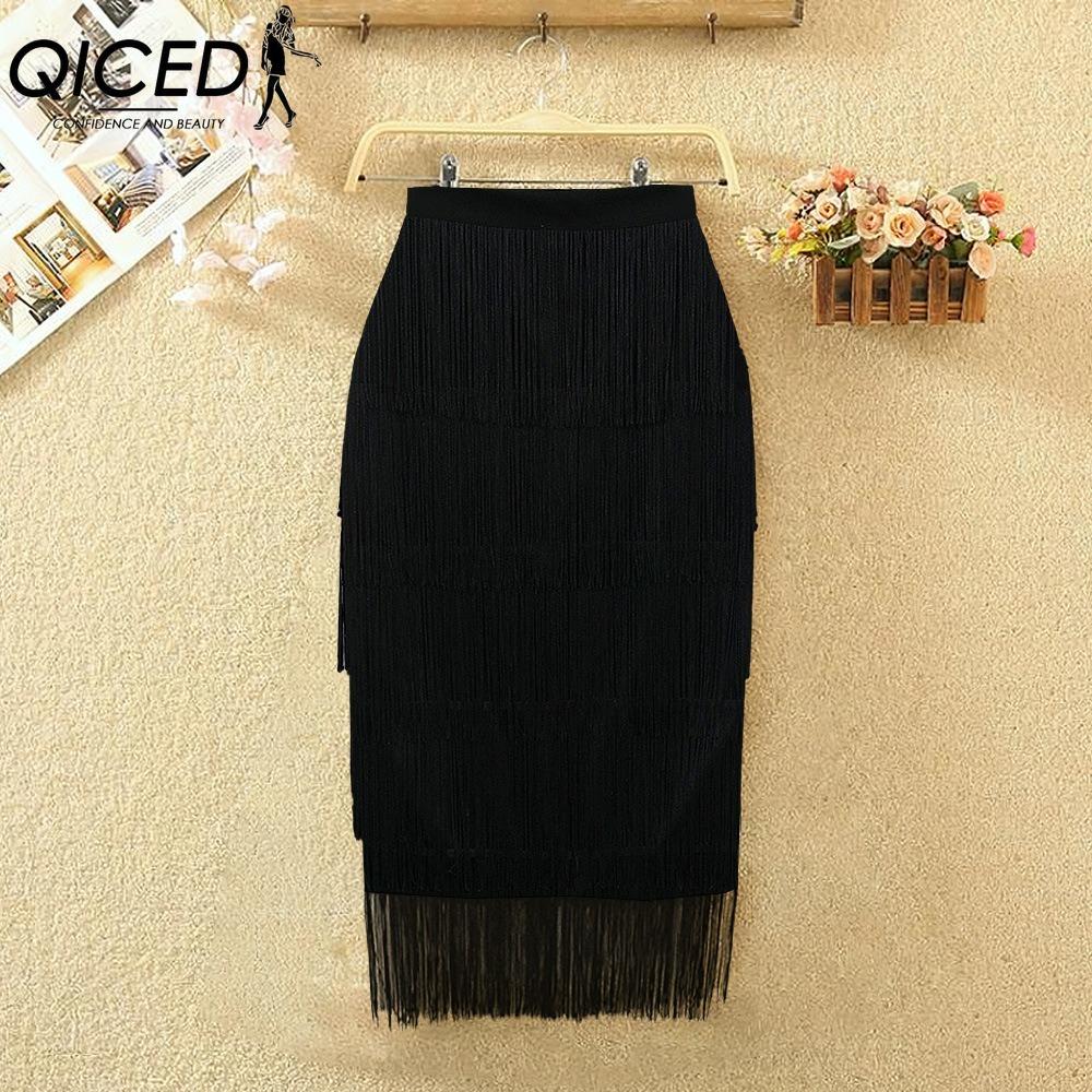 QICED Женская Мода Повседневная Однотонная С Принтом Летняя Весенняя Юбка