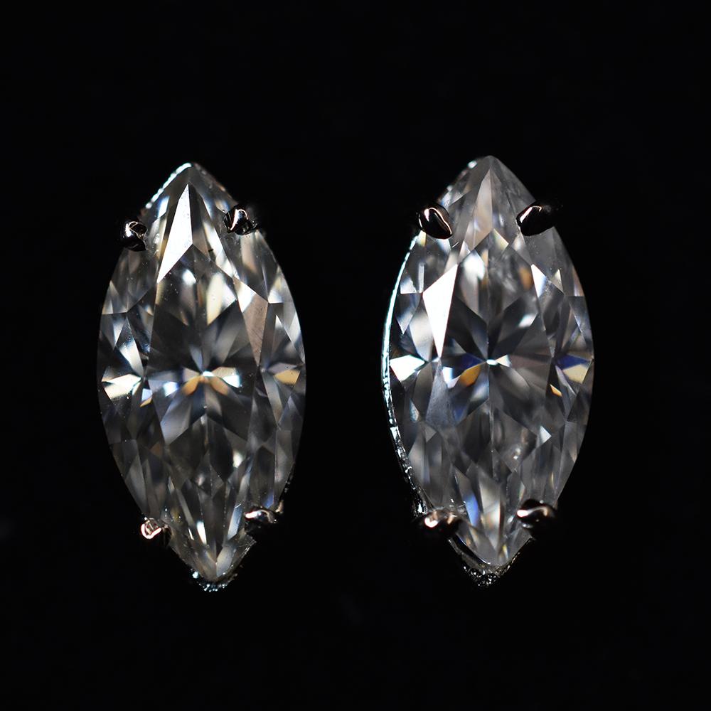 Synthetic White Moissanite Earring 13 ct Marquise Gems Pair Gemstone Jewelry Gift