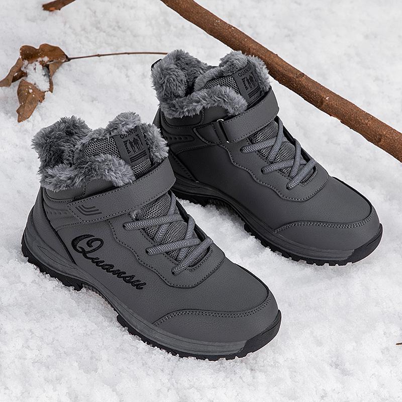 Зимние ботинки для мужчин, водонепроницаемые, со шнуровкой, кожаные, теплые, зимние, ботильоны, женские, нескользящие, рабочие, высокие, повседневные ботинки