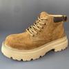Мужская обувь осень и зима новая коровья кожа британский ретро толстая подошва высокий верх кожа повседневная рабочая рыжая ботинки Мартин