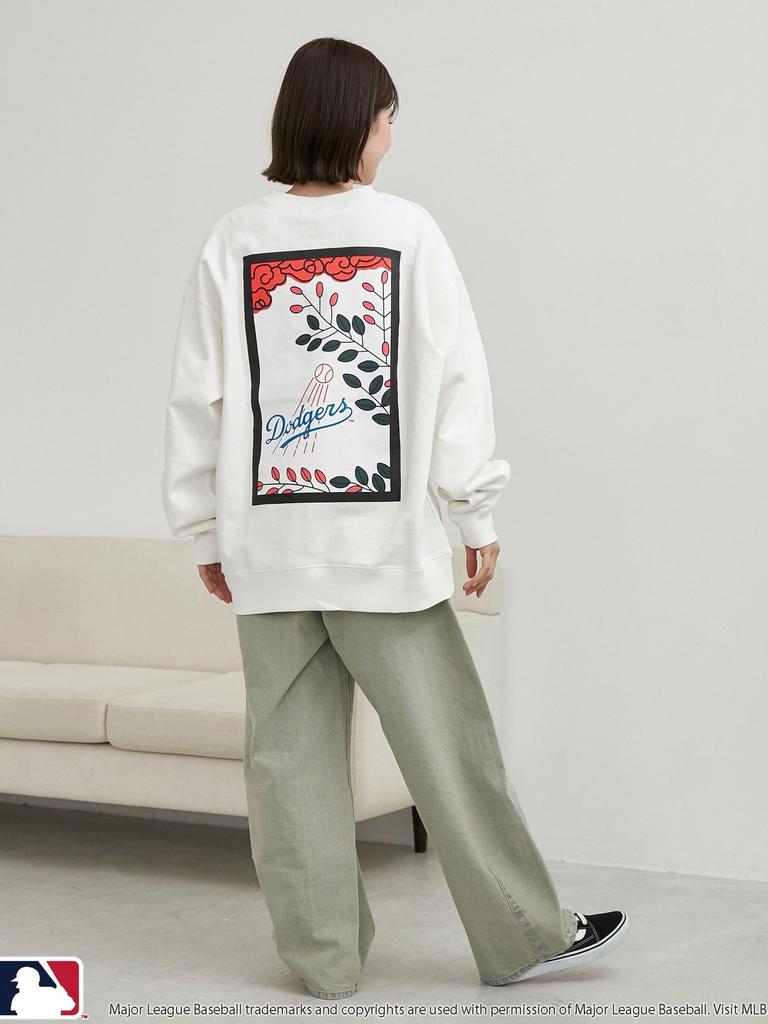 Cohen MLB Exclusive Hanafuda Back Print Crew Neck Sweatshirt, 75206020455 0190, White (01), XL