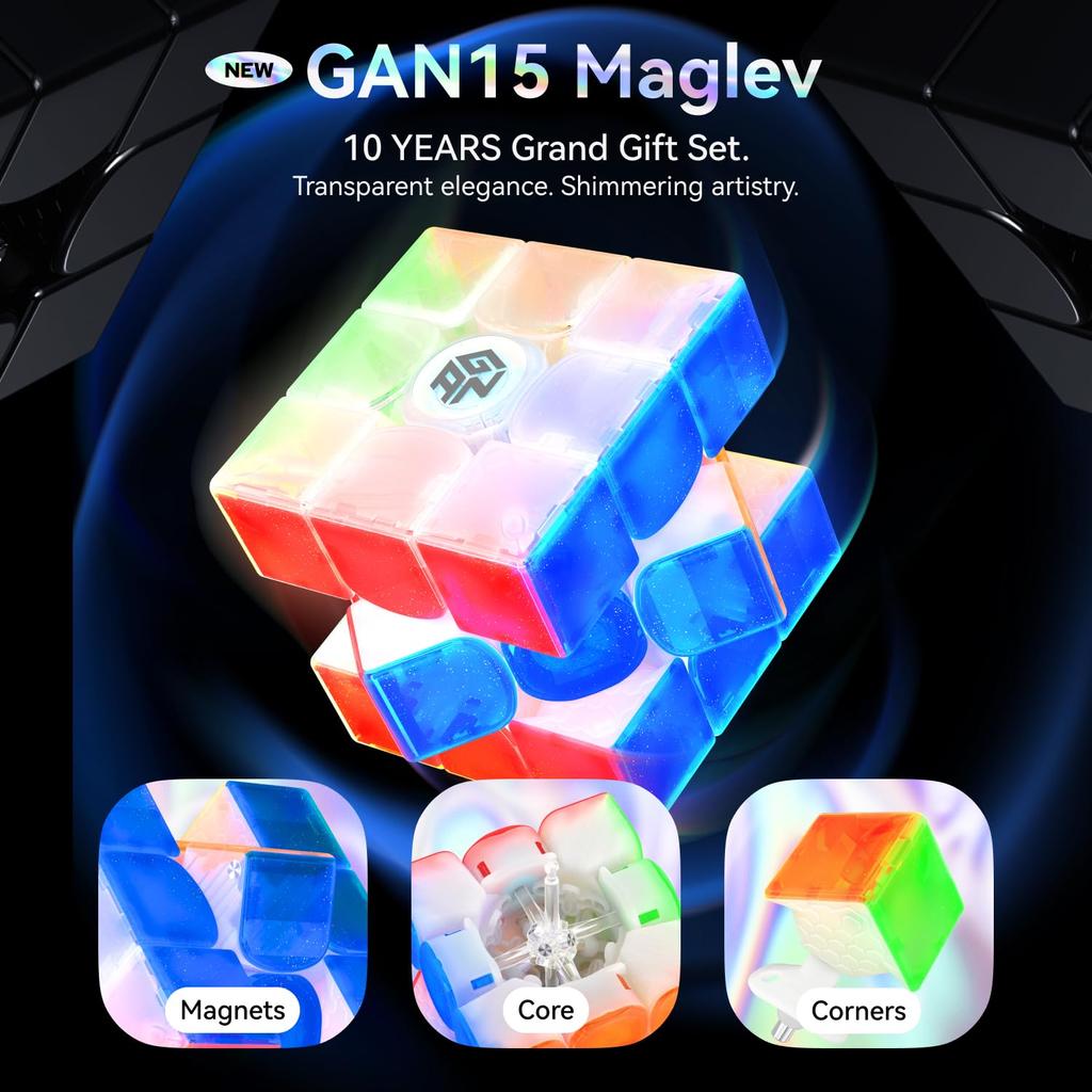 GAN15 Magnetic Float UV Speed Cube 3x3 Magnetic Speed Cube Kids Adult Edition Flagship Collector's