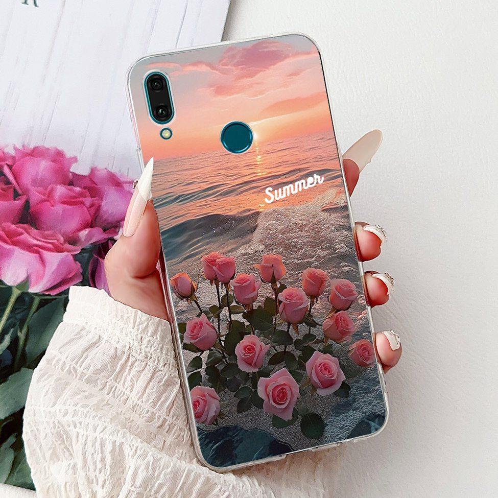 Clear For Huawei Y9 2019 Case Cover Cute Fashion Flowers Funny Cool Painted Soft Phone Case For Huawei JKM-LX1 JKM-LX2 JKM-LX3