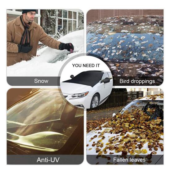 1/2Pcs Car Windshield/Rearview Mirror Cover for Ice and Snow Oxford Fabric Winter Auto Snow Shield Windshield Protector for Ice Removal Anti-UV