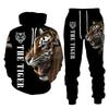 Spring Autumn Men's Long Sleeve Pullovers Tiger Series 3D Printed Hoodie Fashion Streetwear Sweatshirts Sweatpants 2 Piece Set