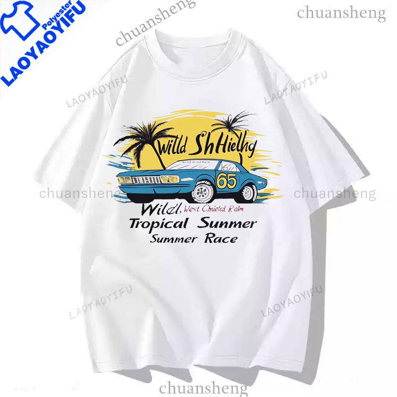 Tropical Summer Unisexs Clothing Unisex Printed Y2k Clothes Retro Vintage Car Tops For Unisex Graphic Casual T Shirts For Travel