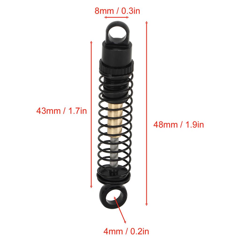 4pcs RC Shock Absorber Set RC Dampers 43mm Aluminum Threaded Shock Absorbor For Axial SCX24 1/24 Crawler Black