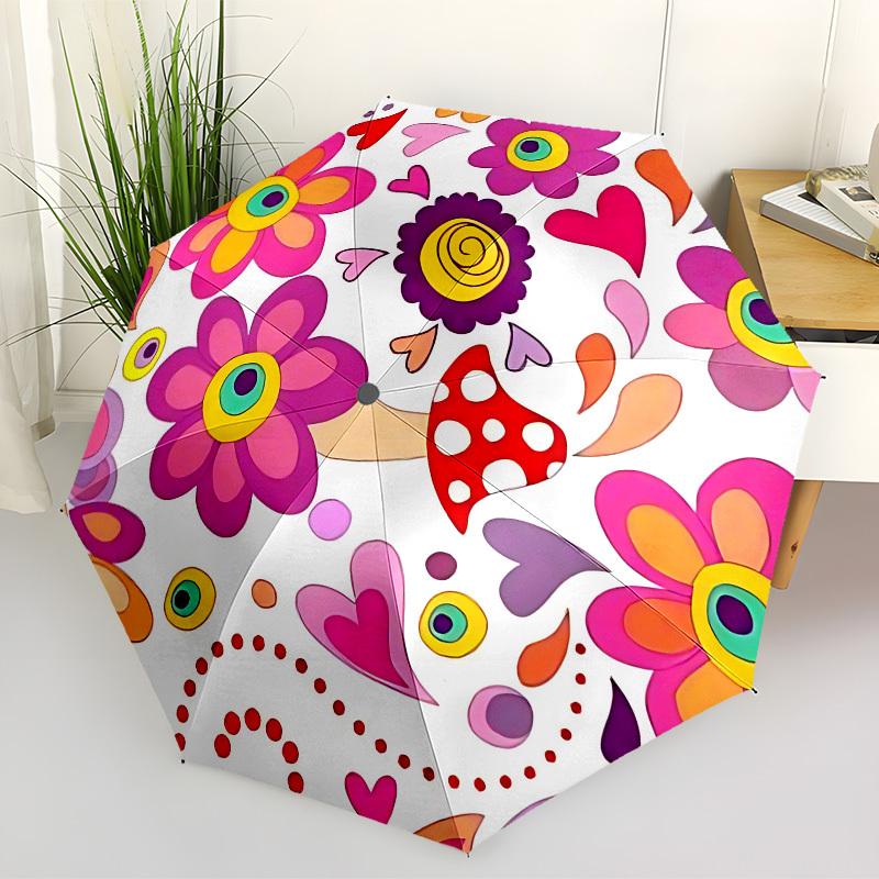 1pc Flower Mandala Automatic Folding Umbrella, Heavy-Duty 8-Rib Construction, Perfect for Everyday yy251114163