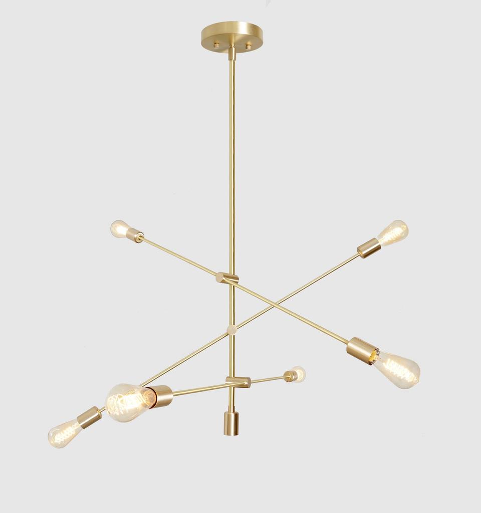 Modern Starburst Brass Chandelier, Handmade Ceiling Pendant Fixture