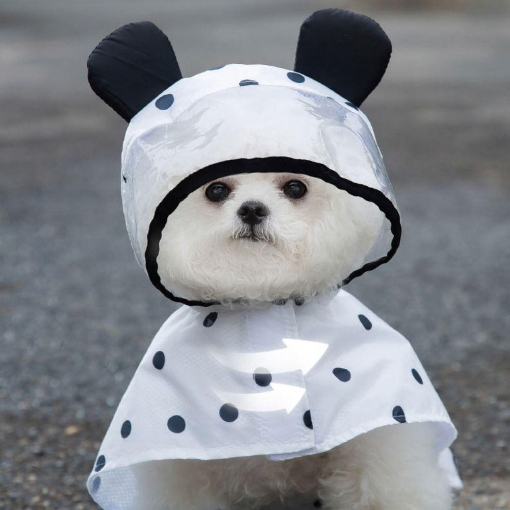 Waterproof Dog Raincoat Adjustable Poncho Cute Rainwear Hood  Teddy