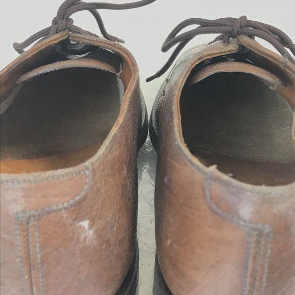 Англия Винтаж KF Goodyear Кожа с тиснением Обувь на шнуровке с простым носком 7 25.5см Коричневый(ИСПОЛЬЗОВАЛ)