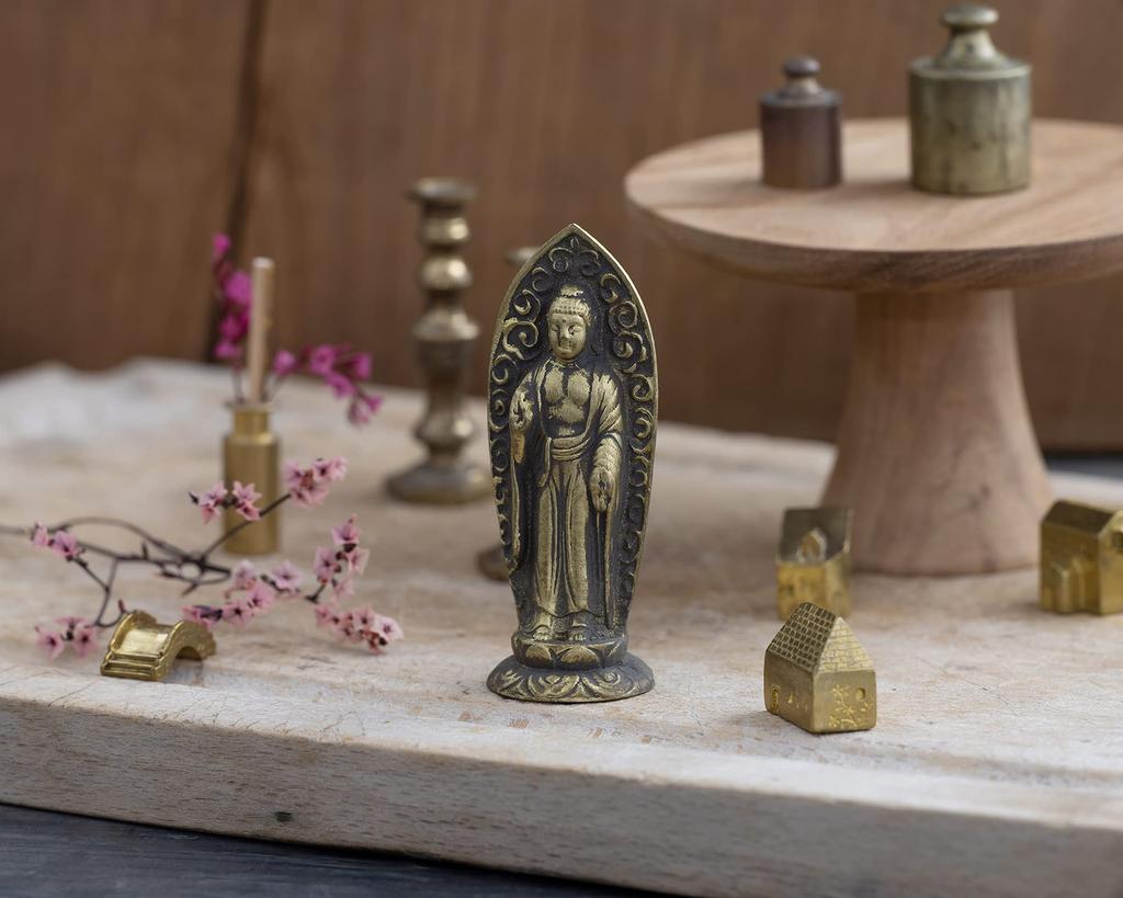 Статуя Будды Амида Нёрай стоящая статуя Буддист Кейаки Ватанабэ в год Зодиака Хранитель Главный Изображение Зодиак Такаока Медная посуда Амида