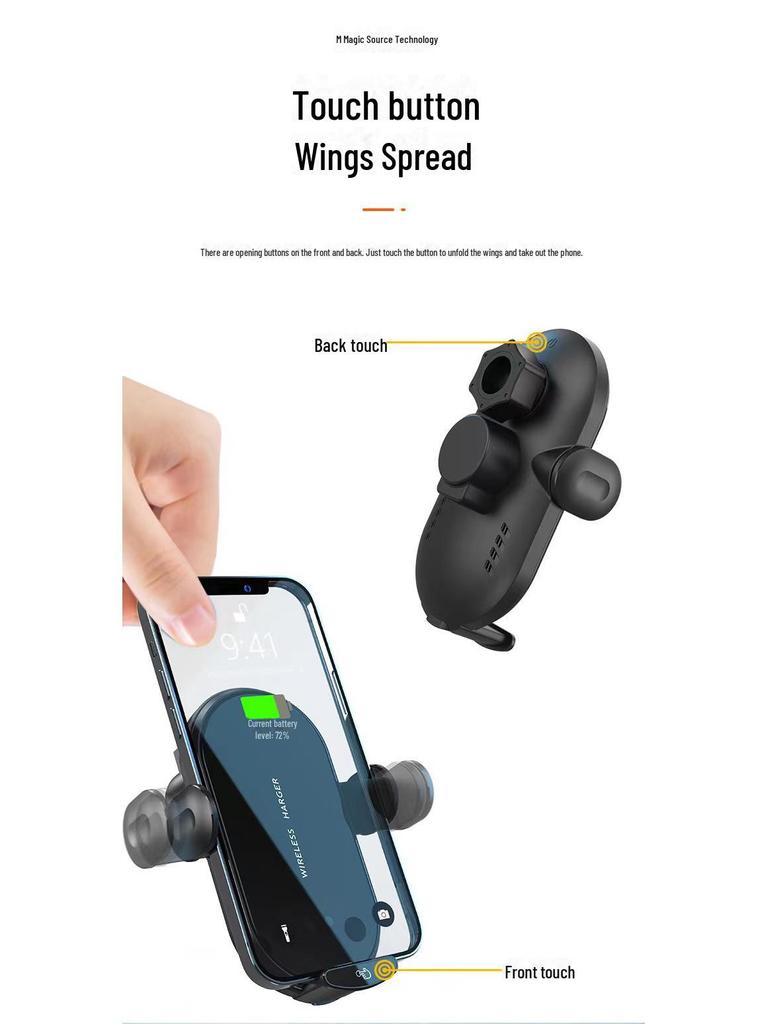 Беспроводное автомобильное зарядное устройство мощностью 66 Вт и держатель для телефона и навигации (Модель 2024 года)