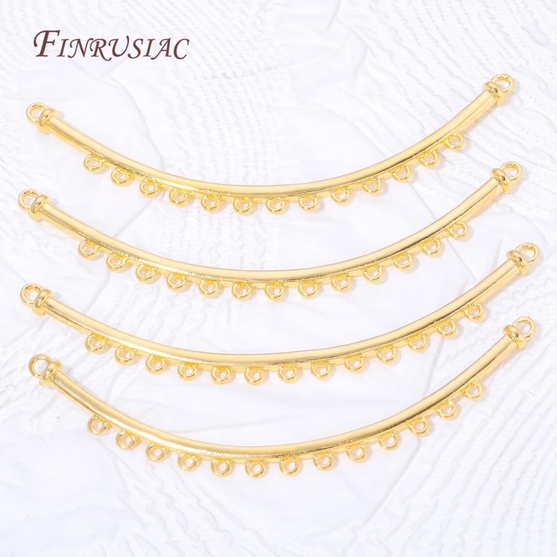 1/2Pcs 18K Gold Plated Brass Curved Multi-hole Bar Links Row Connector Charms For DIY Earrings Necklace Jewelry Making Parts