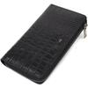 A Solid Men's Clutch with One Compartment Made of Genuine Leather with Crocodile Embossing BOND-WALLET 22030 Black