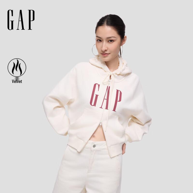 Gap Женская толстовка с капюшоном, вышитым логотипом и флисовой подкладкой