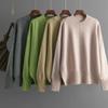 Round Neck Sweater, Women's Autumn and Winter Solid Color Versatile Pullover Sweater, Long Sleeved Slimming and Loose Base Sweater