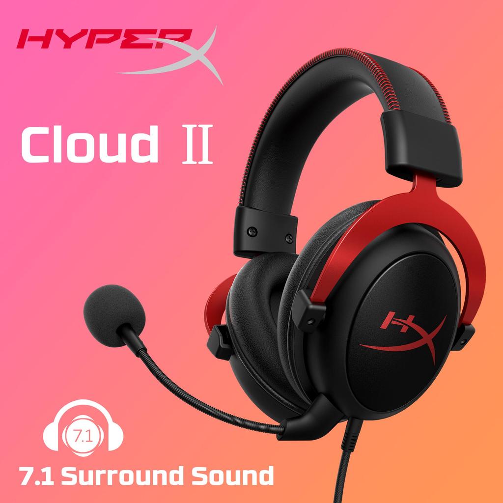 HYPERX Игровая гарнитура Cloud II, объемный звук 7.1, со звуковой картой USB, съемный микрофон, работает с ПК, PS4/5, Xbox, игровые проводные наушники CS/Valorant