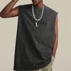 Винтажная свободная футболка без рукавов с кислотной стиркой, повседневные мужские футболки с круглым вырезом, летние майки