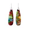 BLINGBAY Women's Bohemian Vintage Natural Stone Drop Earrings Colorful Resin Inlay Long Dangle Earrings Ethnic Jewelry Gift