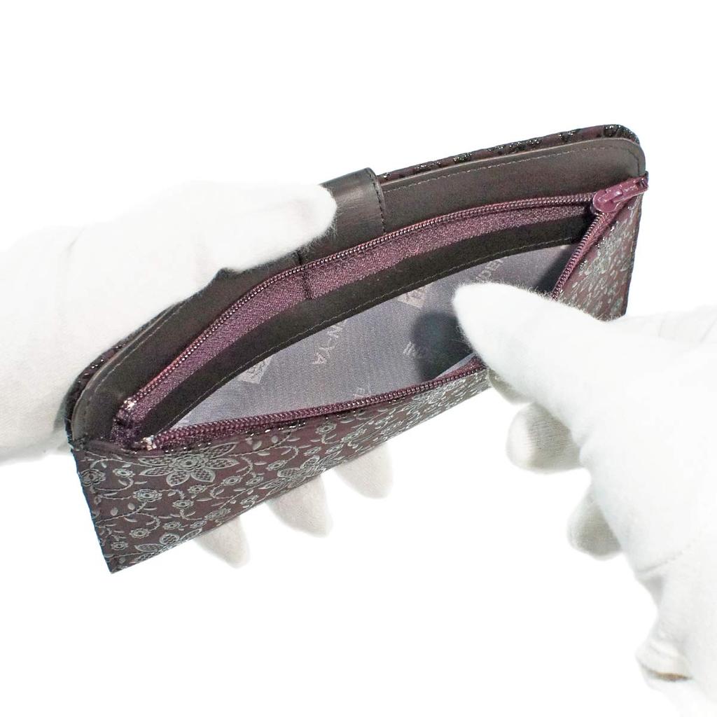 Inden Набор длинных кошельков L Тонкая оленья кожа Фиолетовый x Черный лак Узор «Клематис» [Indenya] 2107-06-169