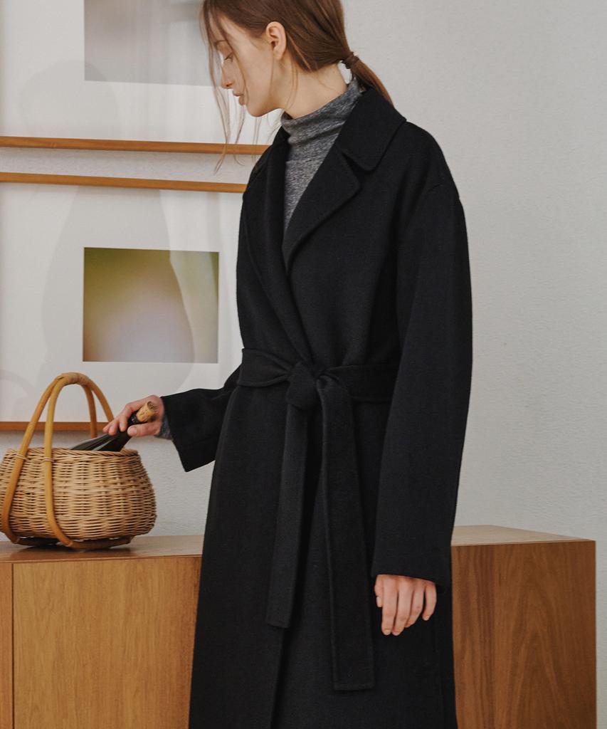 Maloupe 6510 Cashmere Long Coat (Black)