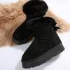 Fashion Snow Boots Women 2025 Winter Plush and Thick Fur Boots Suede Bow Thick Bottom Sleeve Short Boots