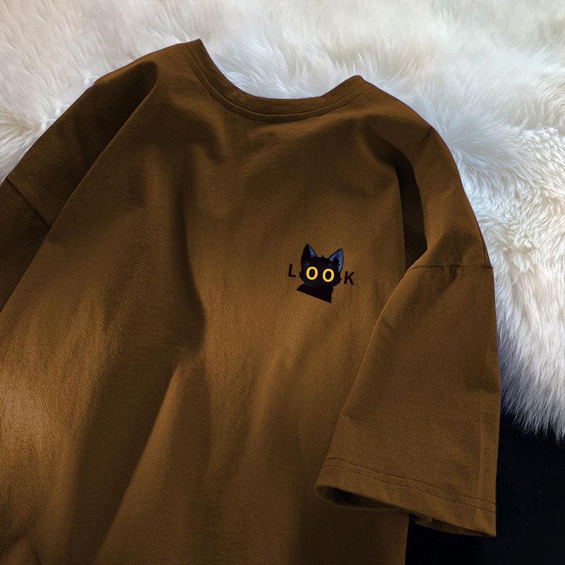 Футболка из хлопка с коротким рукавом, женская, свободная, модная, со средним рукавом, летняя, винтажная футболка