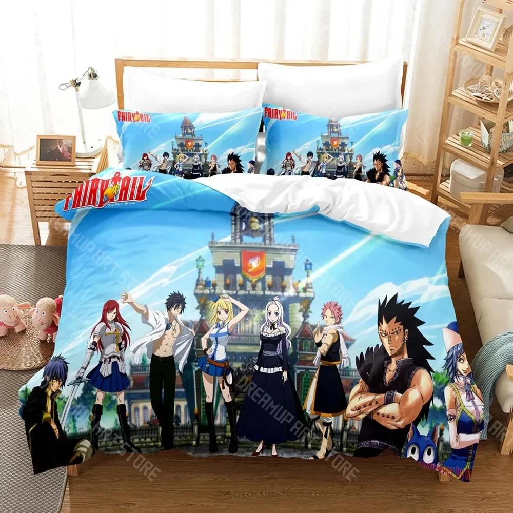 3D Принт Хвост Феи Аниме Постельное Белье Мальчики Девочки Полуторный Двуспальный Размер Пододеяльник Наволочка Кровать Дети Взрослые Домашний Текстиль