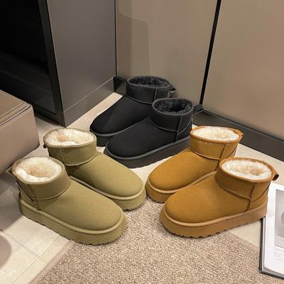 Женские зимние бархатные ботинки на плоской подошве, новые ботинки, толстая подошва, нескользящие, теплые хлопковые ботинки, женская обувь