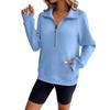 Women's Sweatshirts Half Zip Long Sleeve Lapel Sweater Casual Pullover Top with Pocket Autumn Loose Clothes