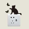 Cartoon Kitten and Butterfly Light Switch Stickers Whimsical Wall Decals for Living Room and Hallway Home Decor