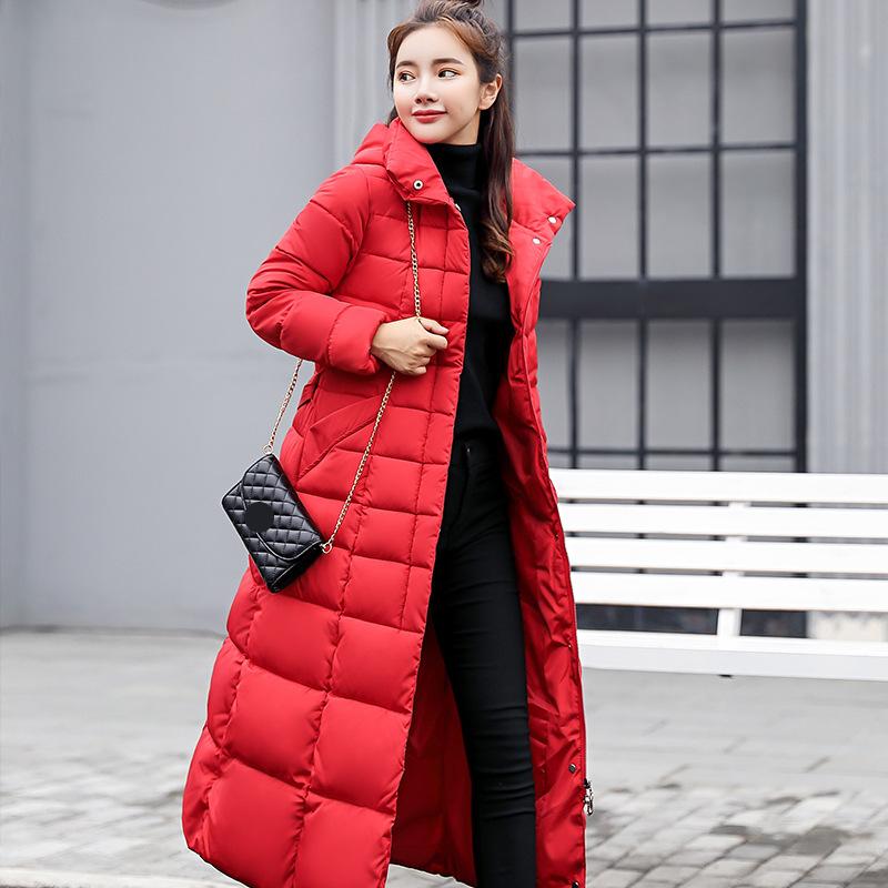 Women's Autumn And Winter Cotton Jacket Slim Fitting Thickened Cotton Jacket Long Knee Length Cotton Jacket