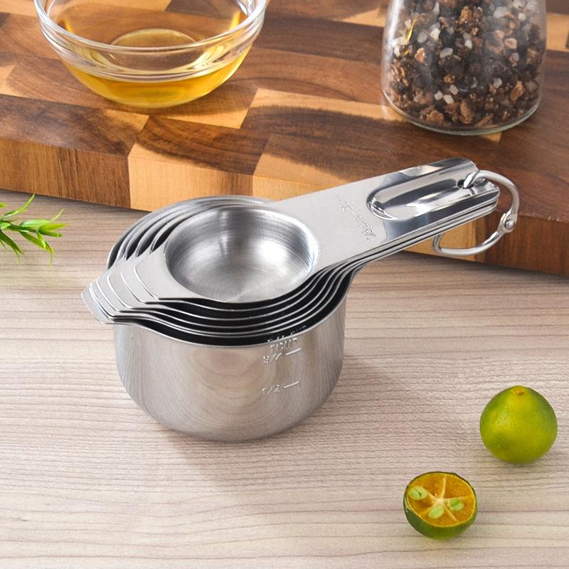 7Pcs/Set Stainless Steel Measuring Cup Sets Stackable Kitchen Measuring Cups For Dry And Liquid Ingredients