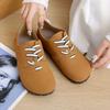 Женские мокасины с круглым носком на низком каблуке Весенние туфли-лоферы в стиле ретро на шнуровке Противоскользящие туфли на плоской подошве Универсальные модные женские туфли