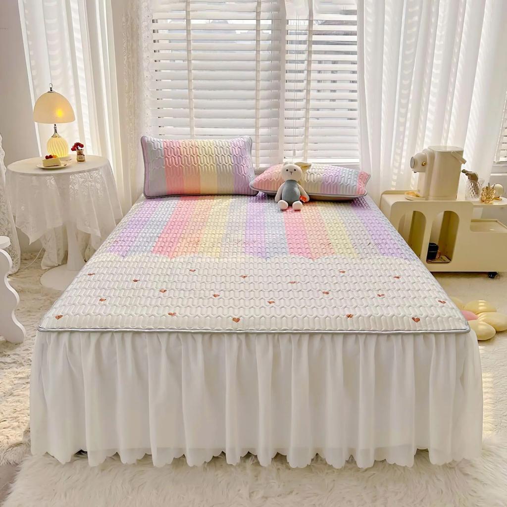 Летний комплект прохладных простыней из латекса, благоприятный для кожи, моющийся, кондиционер, юбка-кровать, нескользящие защитные чехлы для матраса
