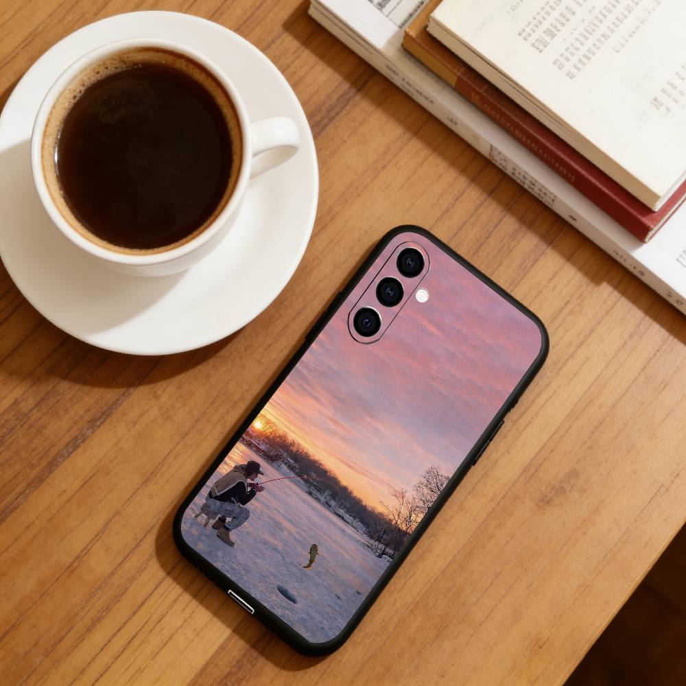 Чехол для телефона "Искусство подледной рыбалки" для Samsung Galaxy A73, A72, A71, A70, A53, A52, A51, Другие Мягкий Черный Чехол