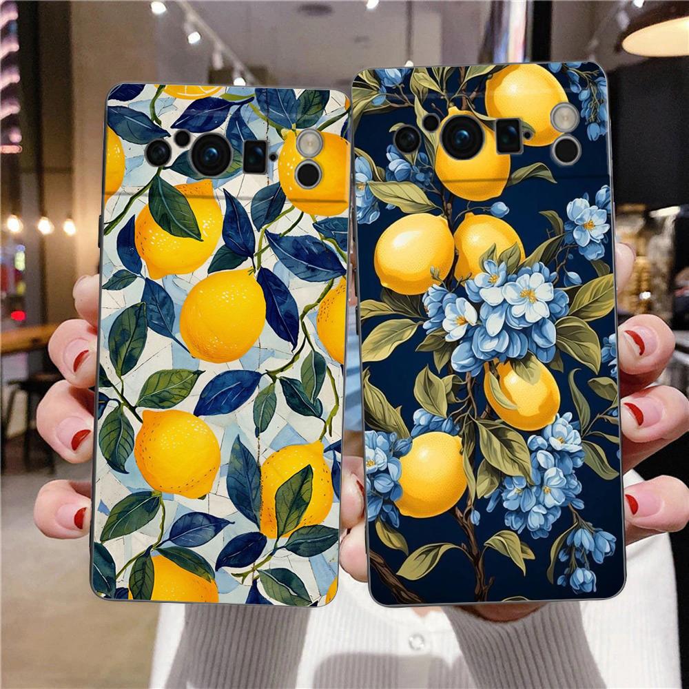 Ретро Фрукты лимон Для Google Pixel 8 Pro Чехол для телефона Pixel 9 Pro XL TPU Чехол Pixel 8 Pro 8A 7A 7 6A 6 Pro Мягкая Черная Крышка
