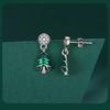 Yinziyun Christmas Tree Sterling Silver Stud Earrings for Women - Trendy Green Enamel Holiday Jewelry.
