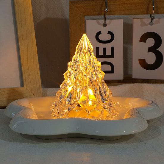 Светодиодная лампа в форме рождественской елки, мягкое свечение, немерцающий прикроватный светильник на батарейках