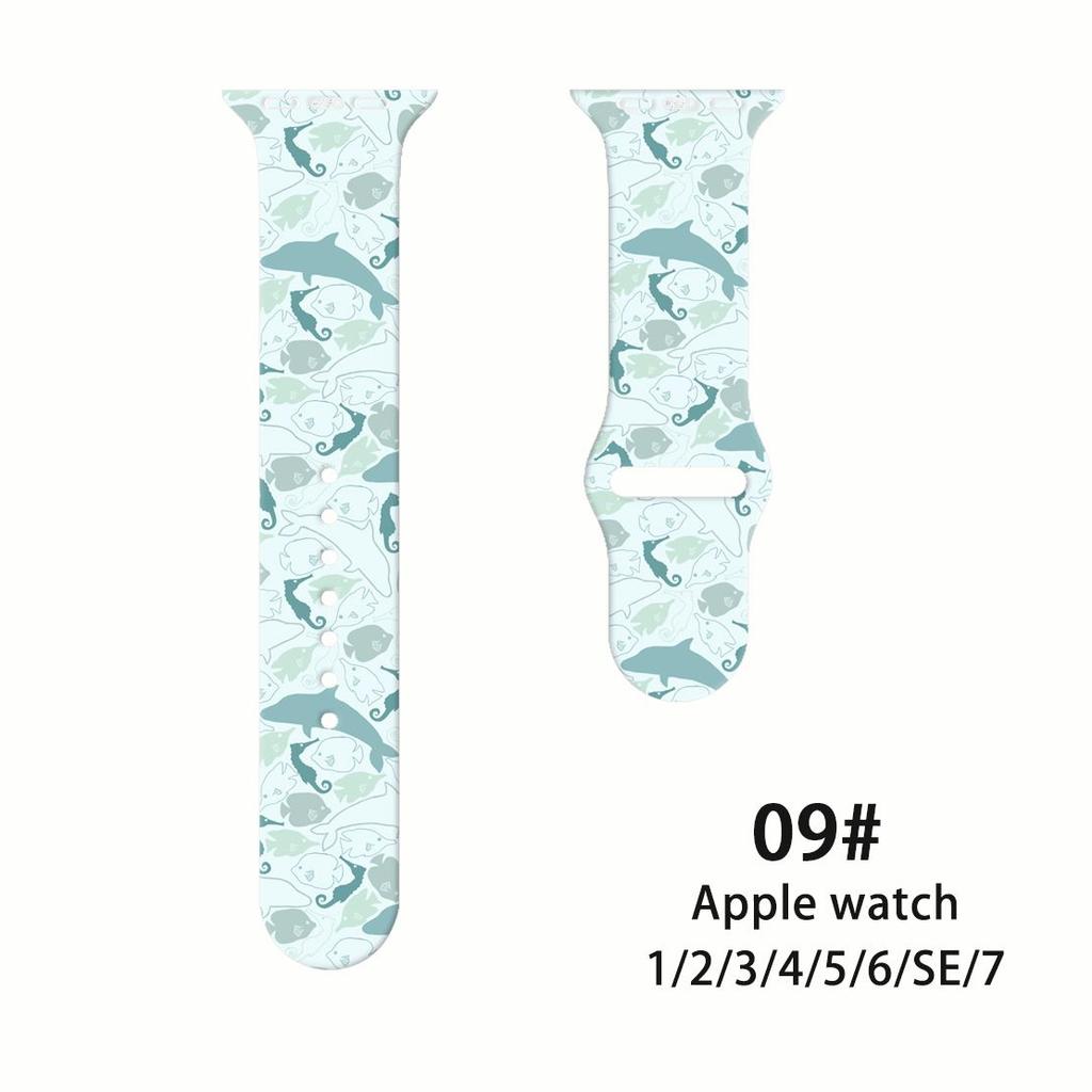 Ремешок Fresh Mori Printed Strap для Apple Watch S10 - мягкий силиконовый спортивный креативный сменный ремешок для iWatch 10/9/8/7/6/5/4/3/2/1/Se/Ultra/Ultra2 49 мм