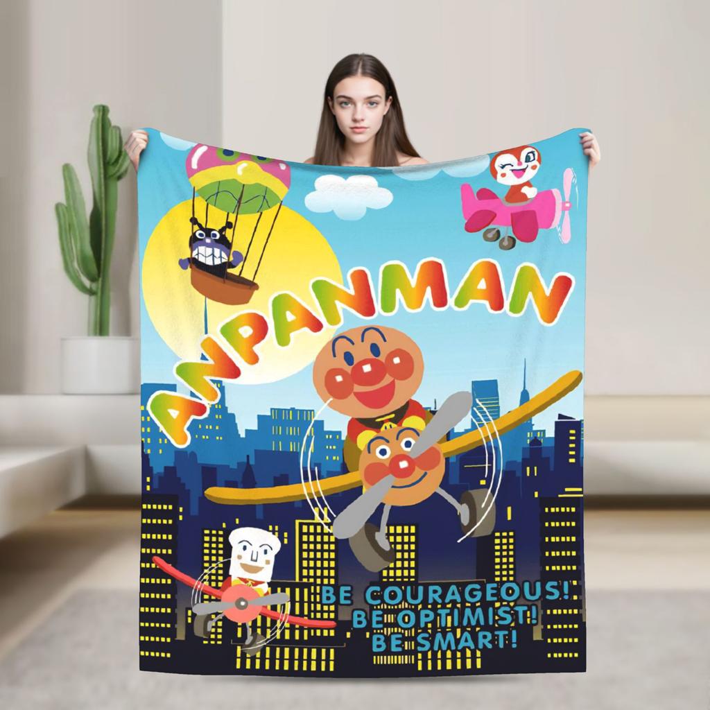 Baikinman Anime Flannel Blanket Soft Durable Throw Blanket for Living Room Picnic Novelty Bedspread Sofa Bed Cover