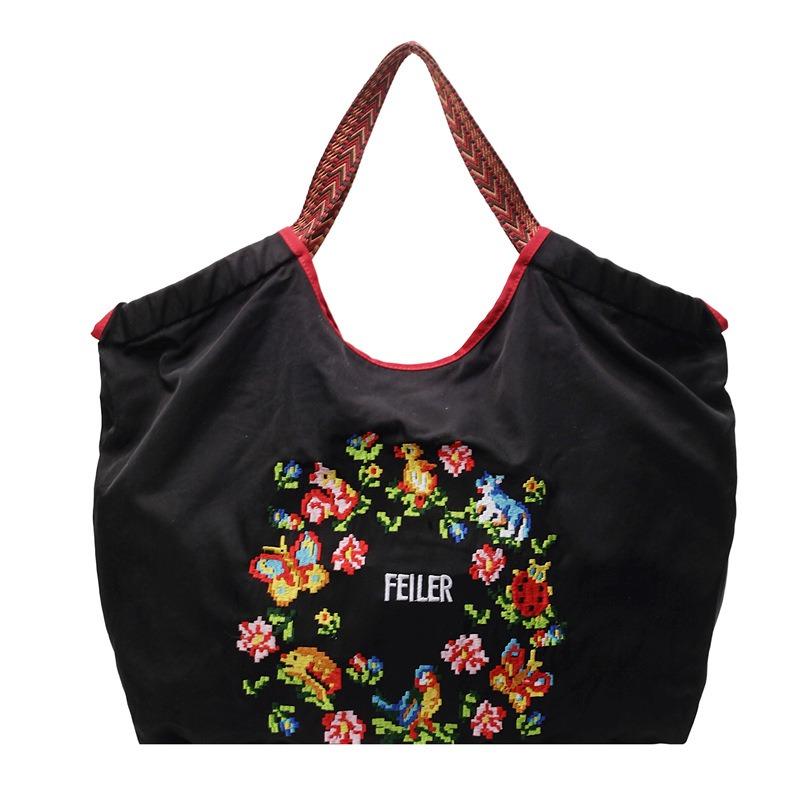 Новая большая сумка-тоут из вышитого нейлона, модная и простая通勤 холщовая сумка через плечо