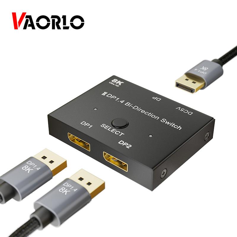 VAORLO Display Port 8K HD DP 1.4 Switch Bi-Direction 8K@60Hz 4K@144Hz Converter Compatible With XBOX PS5 Projectors Monitors