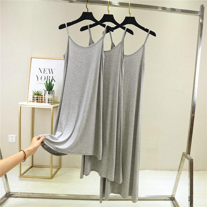 Женское облегающее миди-платье без рукавов из модального хлопка - Большой размер, Летнее с круглым вырезом, Подкладка-комбинация